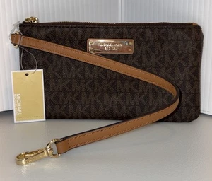 Michael Kors Jet Set Braccialetto Marrone Oro Stampa All Over 32TS7GJSW2B Nuovo con etichette Viaggio - Foto 1 di 21