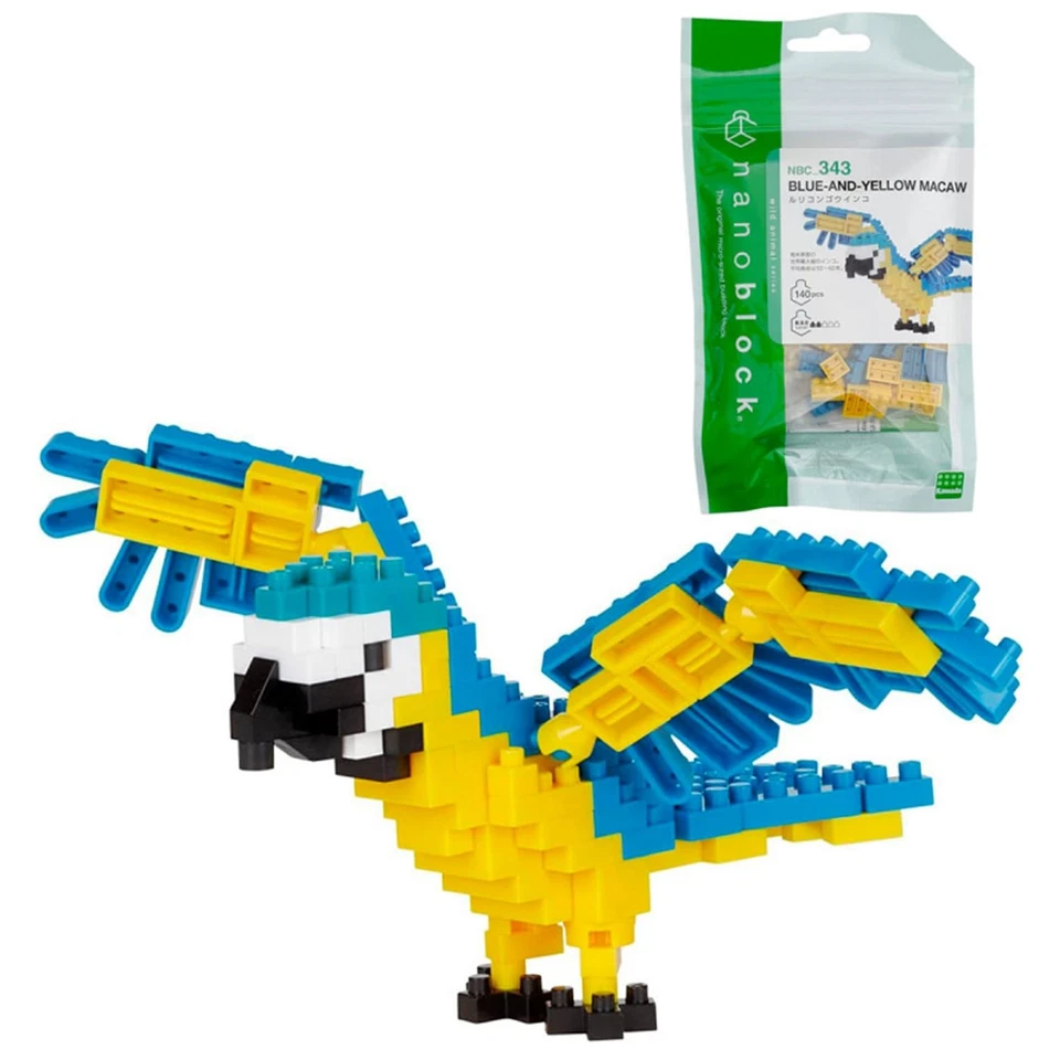 nanoblock - NBC-343 - Blue and Yellow Macaw, Multicolored Parrot - Image 1 of 4