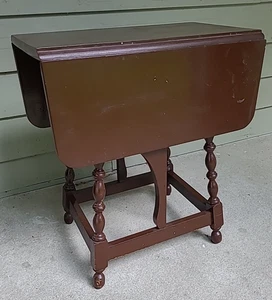 Piccolo Tavolo Gateleg 27" Stile Inglese Massello Doppia Goccia Foglia con Gambe Girate (e7) - Foto 1 di 24