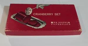 VINTAGE CRANBERRY SET SILVERPLATED WM. ROGERS - Picture 1 of 2