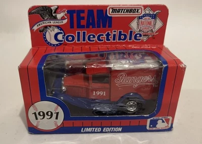 Camión fundido a presión Texas Rangers Matchbox 1991 edición limitada MLB Foto 1 de 4