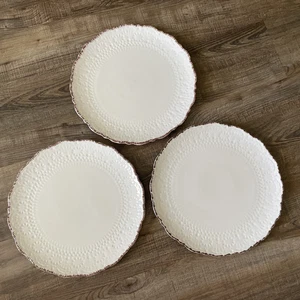Pfaltzgraff CHATEAU Cream Dinner Plates 11” Embossed Lace SET OF 3 BEAUTIFUL - Picture 1 of 9