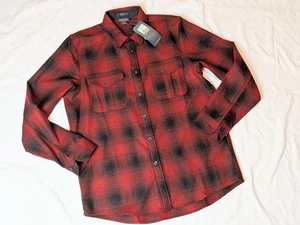 Pendleton Men's Large 100%  Virgin Wool Plaid Scout Shirt Red Black - Picture 1 of 4