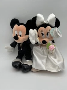 Disney Parks Mickey Mouse Minnie Mouse Bride Groom Wedding Set Plush - Picture 1 of 12