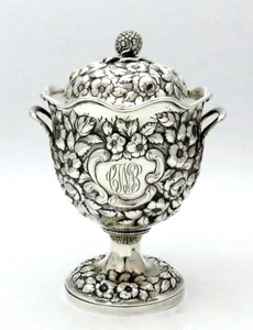AE Warner Baltimore Repousse Coin Silver Covered SUGAR BOWL 24 ozt - Picture 1 of 11