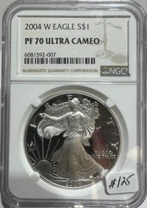 2004 W AMERICAN SILVER EAGLE $1 NGC PF 70 UCAM - Picture 1 of 4