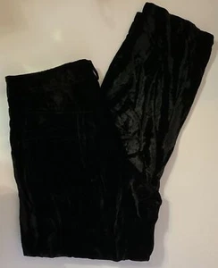 Vintage BETSEY JOHNSON Black CRUSHED VELVET PANTS 8 Pockets - Picture 1 of 3