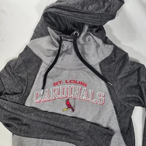 Sudadera con capucha gris antigua pequeña de los Cardenales de San Luis para mujer agujeros para los pulgares - Imagen 1 de 10