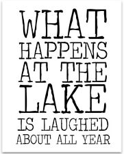 What Happens At the Lake - 11x14 Unframed Typography Art Print -Lake House Decor