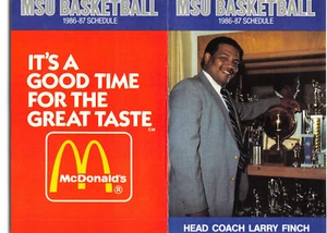 1986-87 LARRY FINCH Memphis State NCAA Men's Basketball Pocket Schedule Card - Picture 1 of 2