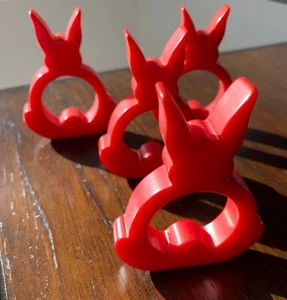 Bakelite Red Rabbit Napkin Ring. Approximately 3" tall. Multiple available. - Picture 1 of 2