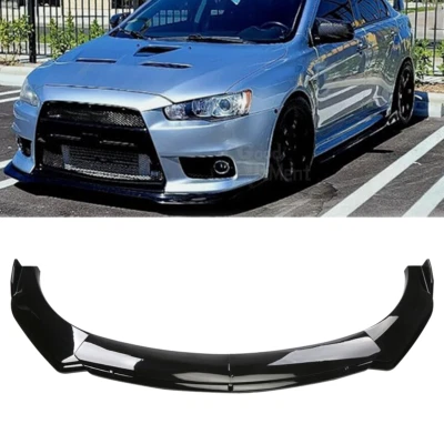 Glossy Black Front Bumper Lip Spoiler Splitter Body Kit For Mitsubishi Lancer - Image 1 of 4