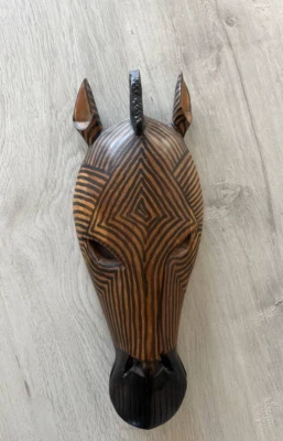 "Máscara de jirafa de madera tallada a mano - arte de pared de 15"" - producto Besmo genuino de Kenia" Foto 1 de 4