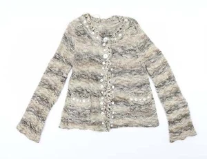 Debenhams` Womens Beige Round Neck Wool Blend Cardigan Size 8 - Picture 1 of 12