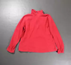 Lands End M 8 10 Quarter Zip Fleece Pullover Top Red Long Sleeve Thermacheck - Bild 1 von 13