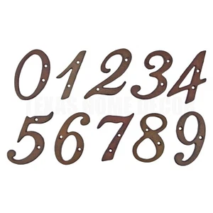Rustic BROWN Cast Iron Metal House Numbers 4 Inch Rustic Cast Iron Pick #'s  0-9 - Picture 1 of 13