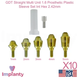10x GDT Set manicotti in plastica per protesi dritti multi unità 1,6 esagonali int 2,42 mm - Foto 1 di 9