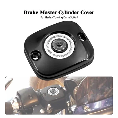 Black Front Brake Master Cylinder Cover Fits For Harley Touring Glide Dyna FXD - Image 1 of 4