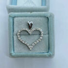 2ct Round Simulated Diamond Heart Pendant 14k White Gold Plated 18'' Free Chain