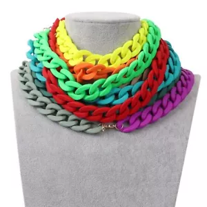 Collana Choker Catena Donna Statement Resina Opaca Colletto Ampio Gioielli Trendy - Foto 1 di 12