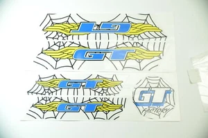 GT BMX FACTORY BLUE YELLOW WINGS BLACK WEBS BICYCLE DECAL SET - Picture 1 of 1