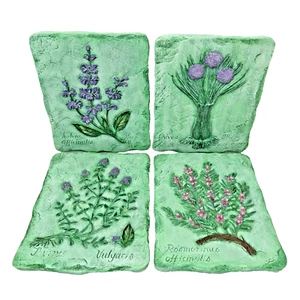 4er Set Keramik Kräuter Wandfliese Plaketten Salbei Schnittlauch Thymian Rosmarin 2001 - Bild 1 von 24
