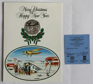 ISLE OF MAN 1985 D CHRISTMAS SILVER 50P COIN FIFTY PENCE CARD COA - Picture 1 of 5