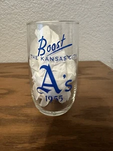 1955 Vintage Kansas City Athletics A's Oakland Glass MINTY Boost Batter KC - Picture 1 of 2