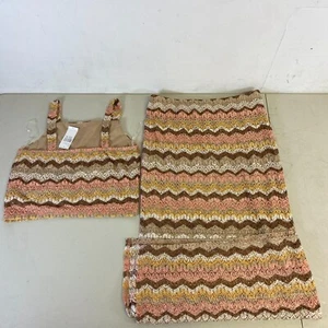Knit Works Big Girls 2 Piece Skirt Top Set Color Coral Size 16 7913U12 100% Poly - Picture 1 of 13