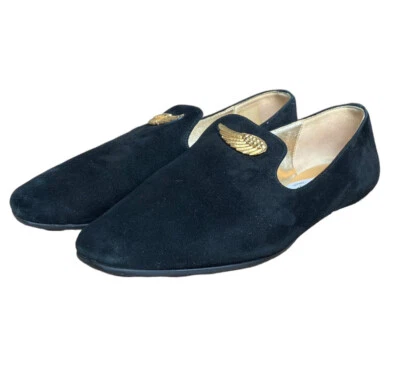 Mocasín JIMMY CHOO Negro Rueda Gamuza Ala Dorada Hebilla, Talla 36 Foto 1 de 4