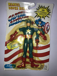1989 Just Toys Marvel Super Hero CAPTAIN AMERICA Bendable Figure 6' NEW READ