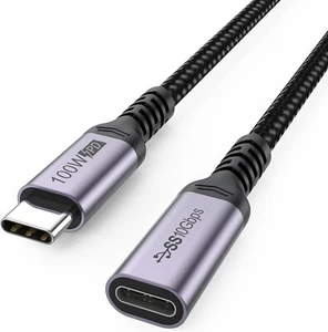 USB-C Type C Extension Cable 6 FT/10Gbps Male-Female 100W 5A Fast Charging PD - Picture 1 of 9