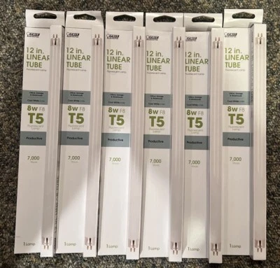 (6) Feit Electric F8T5/CW/RP 8W 4100K Cool White G5 Base Fluorescent Linear Tube - Image 1 of 4