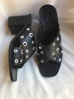 Rag & Bone Slide Paige Sandals Crisscross Black Block Heel WOMEN SZ 37 NEW $485 - Image 1 of 4