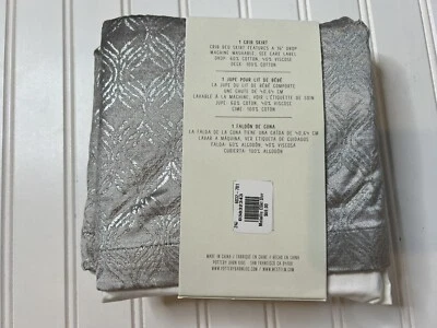 West Elm & Pottery Barn Niños Metálico Gris Plateado Cuna Cama Falda Guardería ¡NUEVO! Foto 1 de 2