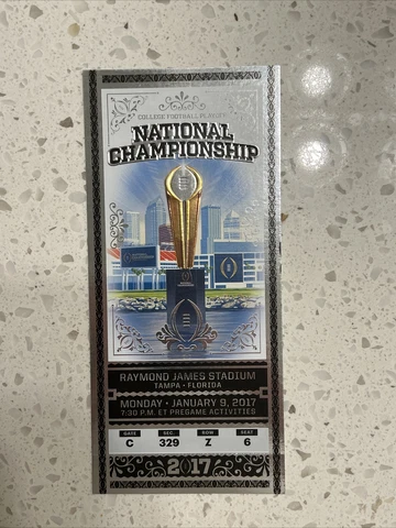 2017 CFP National Championship Ticket Stub Alabama  vs. Clemson Tampa Cover