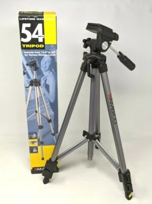 Ambico V-0555 54 inch Camera Tripod Adjustable 3-Way Pan Head with Original Box - Image 1 of 4