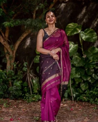 Blusa sari de seda nupcial de diseñador Sari Bollywood étnica del sur de la India lista para usar Foto 1 de 4