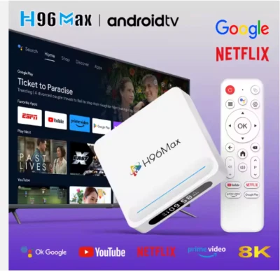 2025 Android 14 Smart TV Box 8K H96 Max 128GB UHD QuadCore WiFi6 5G Media Player