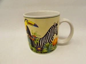 Jungle Animals by Sakura  Exotic Animals On Rim, Flowers Mug B85 - Picture 1 of 4