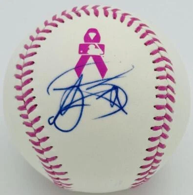 AJ A.J. BÉISBOL OMLB ROSA FIRMADO POR BURNETT NEW YORK YANKEES PIRATAS BECKETT J90 Foto 1 de 2