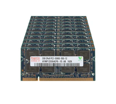 Hynix 20 GB DDR2 RAM 10X 2 GB PC2-5300 667Mh​z 200pin SODIMM Laptop Memory CL5 - Image 1 of 4