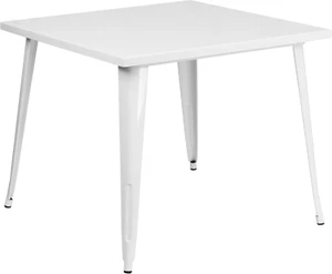 90,2 Cm Square Metal Indoor-Outdoor Tavolo, Metallo, White, 35,5' - Foto 1 di 12