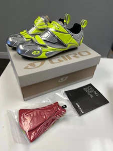 Giro Facet Tri Cycling Shoes Silver / High Yellow - Variations in Size - Picture 1 of 7