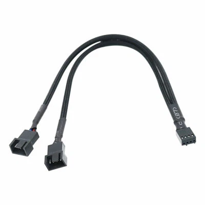 4 pin PWM Fan Y Splitter Black Sleeved Extension Cable Lead 26cm GPU CPU - Image 1 of 4