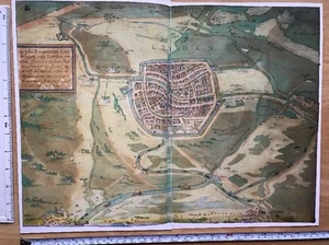 Antique Map of Leiden, Netherlands: 1575 Braun & Hogenberg REPRINT 1500s Tudor - Picture 1 of 7