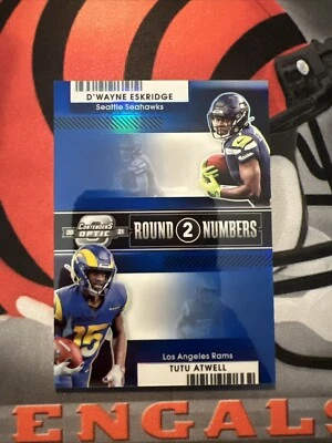 2021 Contenders Optic Blue Prizm /99 D'Wayne Eskridge Tutu Atwell Rookie RC Rams - Image 1 of 2