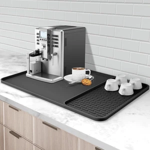 Silicone Coffee Mat, 24''X16'' Bar Mat with Detachable Dish Drying Mat - Fits un - Picture 1 of 12