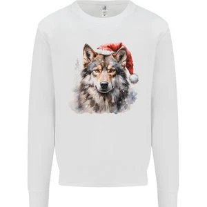 Christmas Wolf Kids Sweatshirt Jumper - Picture 1 of 3