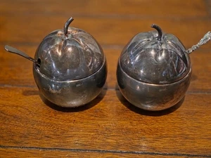 VINTAGE Sheffield ENGLAND versilberte Apfelmarmeladenschalen + Soßenlöffel #3526 - Bild 1 von 2